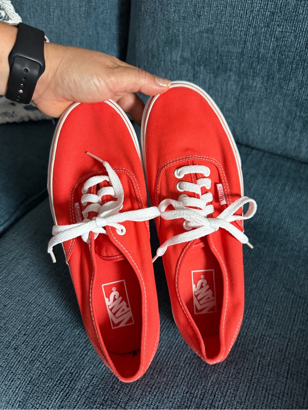 Vans Red Canvas Low-Top Sneakers with White Laces